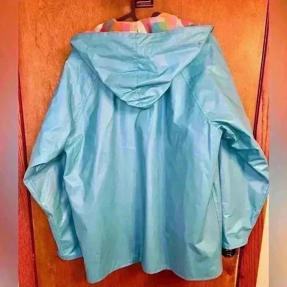 Vintage Misty Harbor Blue Raincoat women’s size medium petite - Picture 2 of 5